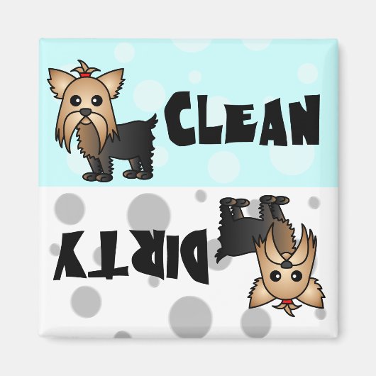 Leuke Yorkie Clean / Vuile Vaatwasser Magnet (Voorkant)