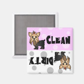 Leuke Yorkie Clean / Vuile Vaatwasser Magnet (Voorkant / Achterkant)