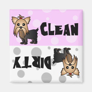 Leuke Yorkie Clean / Vuile Vaatwasser Magnet