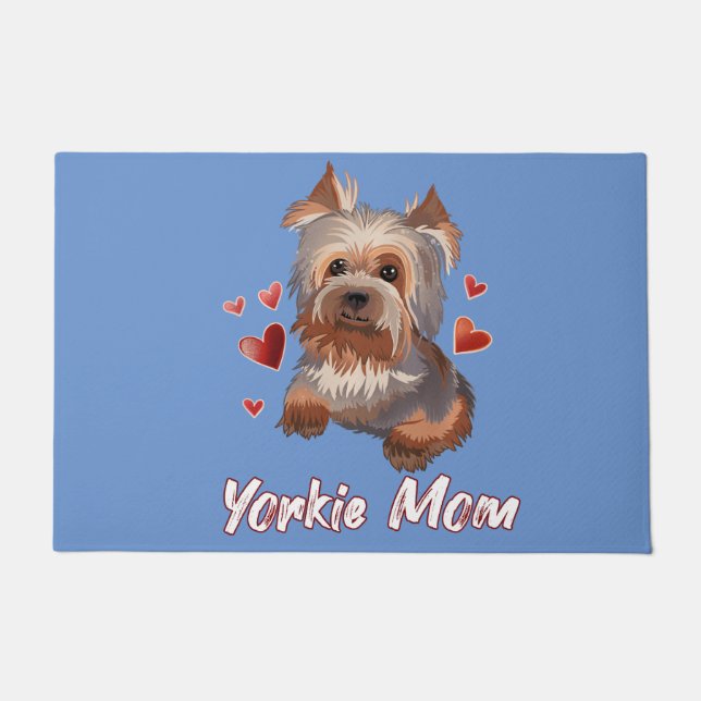 Leuke Yorkie moeder illustratie Yorkshire terrier  Deurmat (Voorkant)