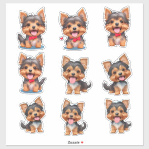 Leuke Yorkie Puppies Lachen Clip art Stickers