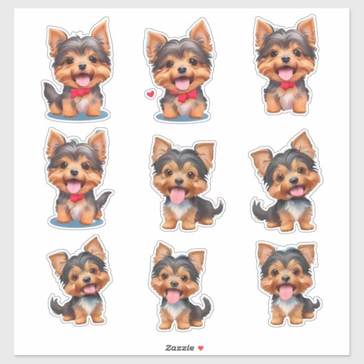 Leuke Yorkie Puppies Lachen Clip art Stickers (Vel)