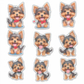 Leuke Yorkie Puppies Lachen Clip art Stickers (Voorkant)