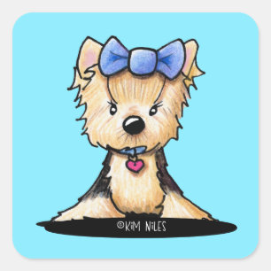 Leuke Yorkie Terrier Vierkante Sticker