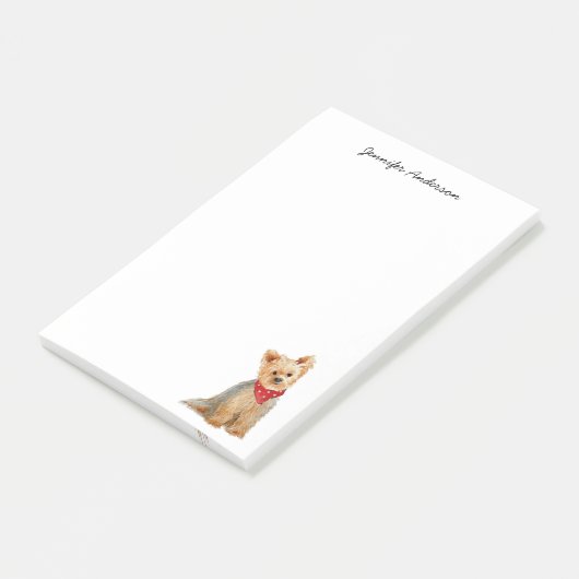 Leuke Yorkie waterverf gepersonaliseerd Post-it® Notes (Schuin)