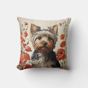 Leuke Yorkshire Terrier Botanische rode papaver Kussen
