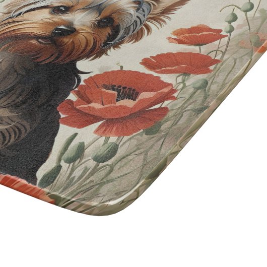 Leuke Yorkshire Terrier Botanische rode papaver Snijplank (Hoek)