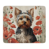 Leuke Yorkshire Terrier Botanische rode papaver Snijplank (Voorkant)