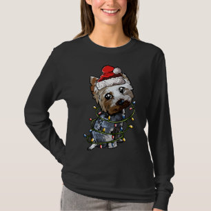 Leuke Yorkshire Terrier Santa Kerstboom Lichten T-shirt