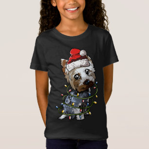 Leuke Yorkshire Terrier Santa Kerstboom Lichten T-shirt
