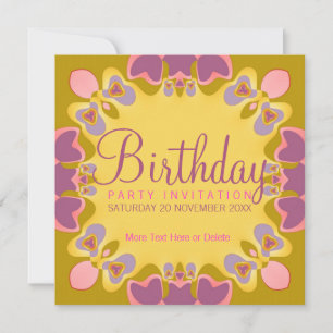 Leuke zachte pastel verjaardagsuitnodiging kaart