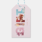 Leuke Zachte Roze Cadeautekst Maskering Typografie Cadeaulabel (Achterkant)