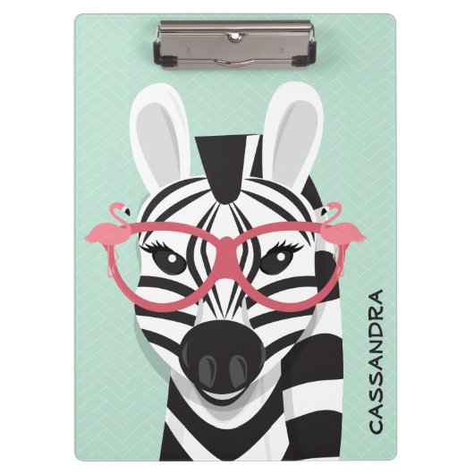 Leuke Zebra Dier Kinder naam Klembord (Voorkant)
