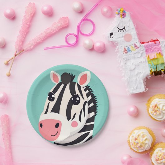 Leuke Zebra Face safari Wild oerwoud Verjaardagsfe Papieren Bordje (Feest)