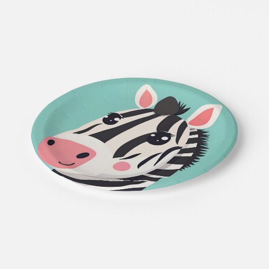 Leuke Zebra Face safari Wild oerwoud Verjaardagsfe Papieren Bordje (Gekanteld)