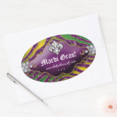 Leuke Zebra Fleur de lis Mardi Gras Party Ovale Sticker (Envelop)