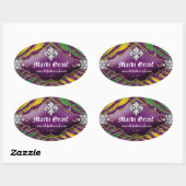 Leuke Zebra Fleur de lis Mardi Gras Party Ovale Sticker (Vel)