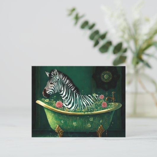 Leuke Zebra in een bad Briefkaart (Staand voorkant)