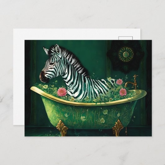 Leuke Zebra in een bad Briefkaart (Voorkant / Achterkant)