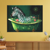 Leuke Zebra in een bad Canvas Afdruk (Insitu (Woonkamer))