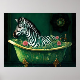 Leuke Zebra in een bad Poster