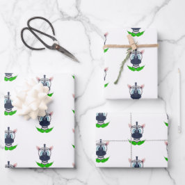 Leuke Zebra Kids Verjaardagssafari Dierenpatroon Inpakpapier Vel