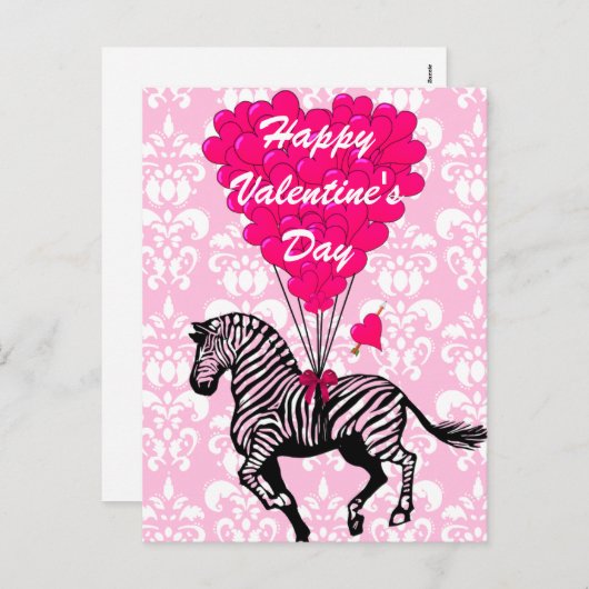 Leuke zebra kinderen Valentijns Feestdagenkaart (Voorkant / Achterkant)