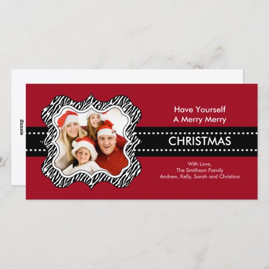 Leuke Zebra Lijst kerstkaart. Feestdagenkaart (Voorkant / Achterkant)