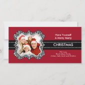 Leuke Zebra Lijst kerstkaart. Feestdagenkaart (Voorkant)