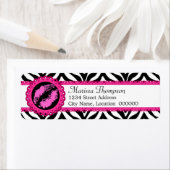 Leuke Zebra Print, Lipstick Kiss en Roze Kant Etiket (Insitu)