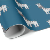 Leuke Zebra Zoo Dieren Zwart Wit Blauw Cadeaupapier (Rol Hoek)