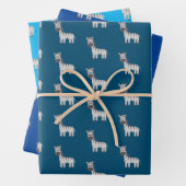 Leuke Zebra Zoo Dieren Zwart Wit Blauw Inpakpapier Vel (In situ)