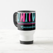 Leuke zebraprint punk in hete roze, zwart en blauw reisbeker (Voorkant links)