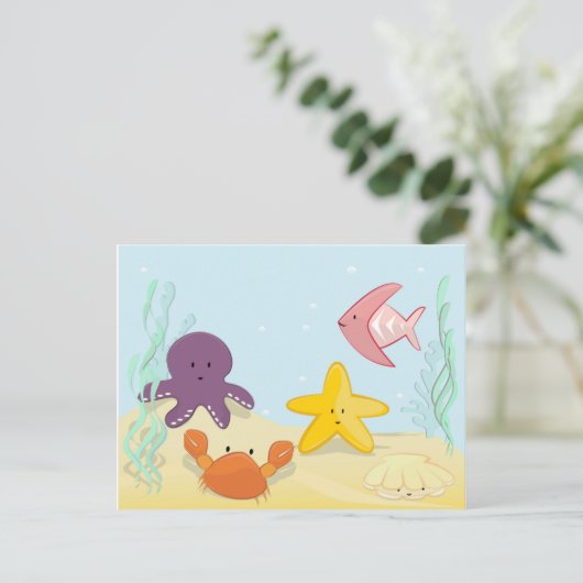 Leuke zeedieren briefkaart (Staand voorkant)