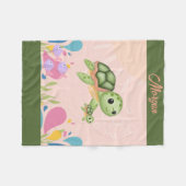 Leuke zeeen schildpadden in roze oceaan, fleece deken (Voorkant (Horizontaal))