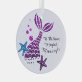 Leuke zeemeermin kerstversiering glas ornament (Voorkant Rechts)