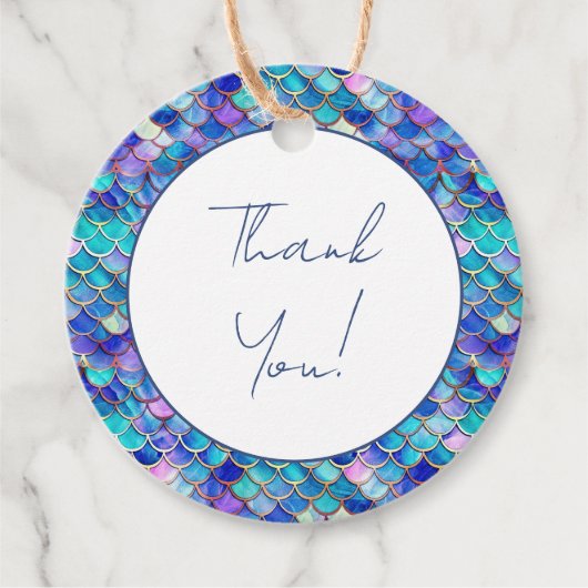 Leuke zeemeermin kleine meisjes verjaardagsfeestje bedankjes labels (Voorkant)