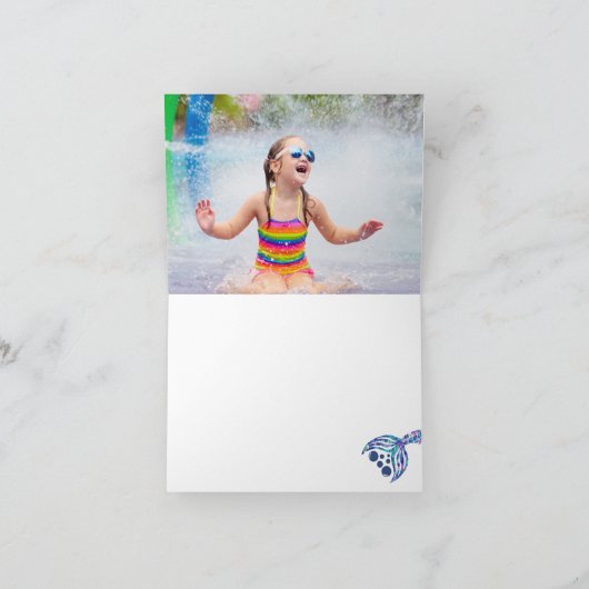 Leuke zeemeermin kleine meisjes verjaardagsfeestje bedankkaart (Binnen)