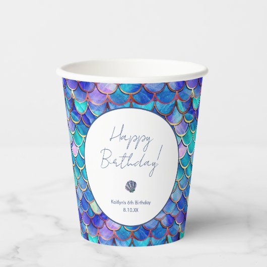 Leuke zeemeermin kleine meisjes verjaardagsfeestje papieren bekers (Voorkant)