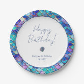 Leuke zeemeermin kleine meisjes verjaardagsfeestje papieren bordje (Voorkant)