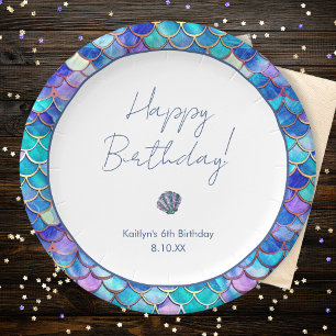 Leuke zeemeermin kleine meisjes verjaardagsfeestje papieren bordje