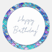 Leuke zeemeermin kleine meisjes verjaardagsfeestje ronde sticker (Voorkant)