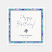 Leuke zeemeermin kleine meisjes verjaardagsfeestje servet (Voorkant)