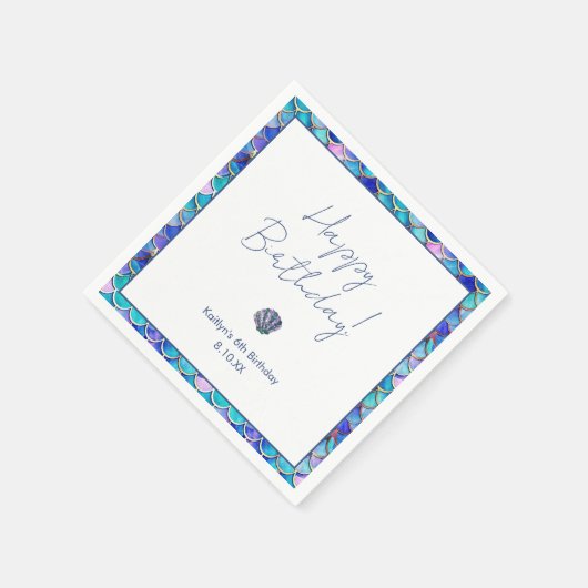 Leuke zeemeermin kleine meisjes verjaardagsfeestje servet (Hoek)