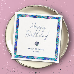 Leuke zeemeermin kleine meisjes verjaardagsfeestje servet