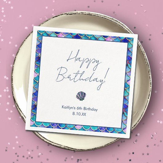 Leuke zeemeermin kleine meisjes verjaardagsfeestje servet