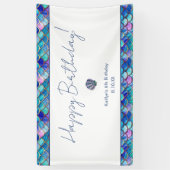 Leuke zeemeermin kleine meisjes verjaardagsfeestje spandoek (Verticaal)