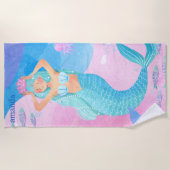 Leuke zeemeermin kleurrijke waterverven illustrati strandlaken (Voorkant)