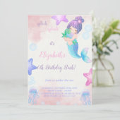 Leuke zeemeermin meisje verjaardag uitnodiging (Staand voorkant)