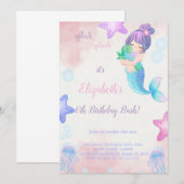 Leuke zeemeermin meisje verjaardag uitnodiging (Voorkant / Achterkant)